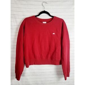 ROOTS 73 ATHLETICS CROPPED CREWNECK SWEAT SHIRT IN RED, SZ XL
